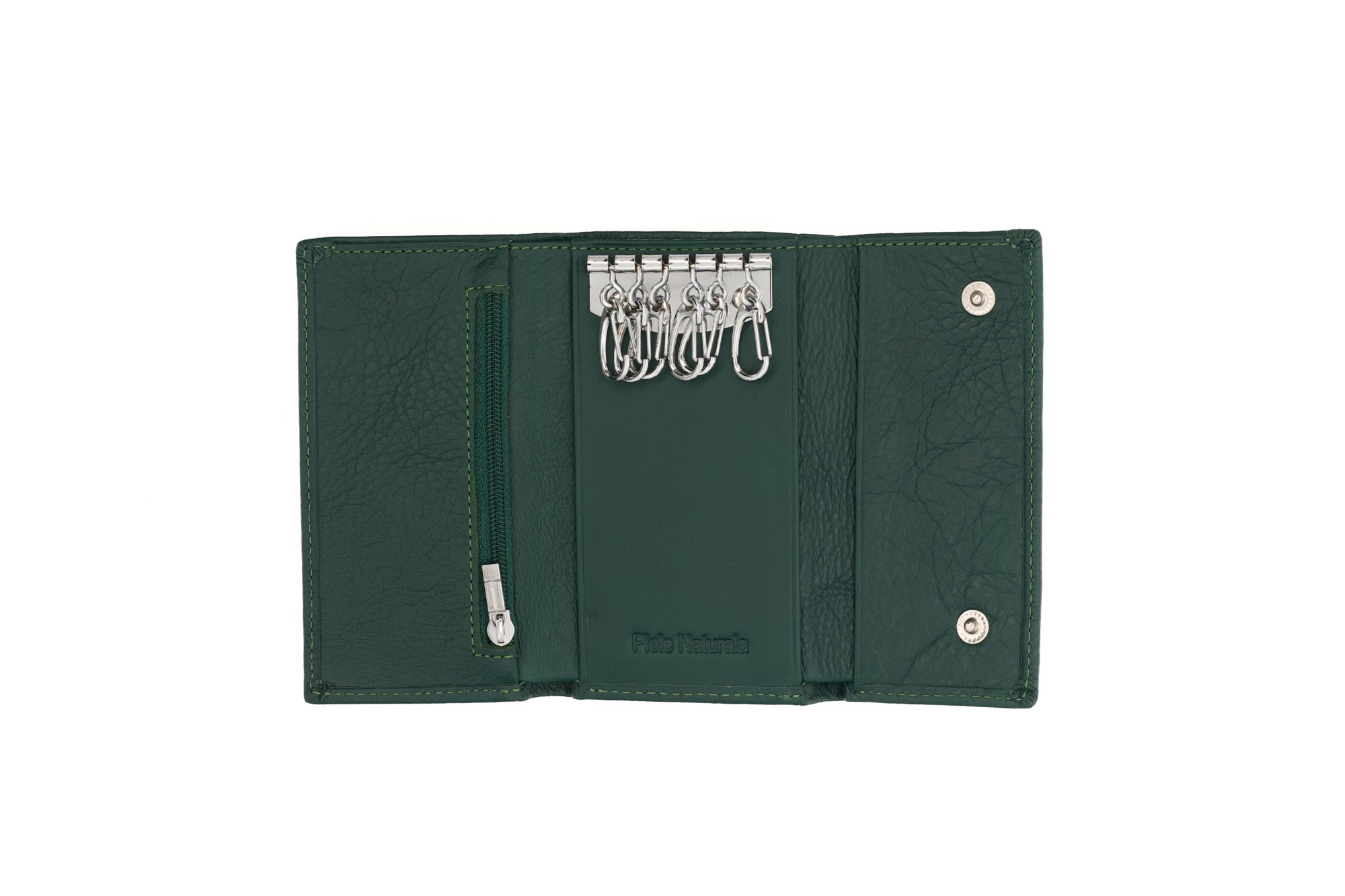 Portchei/Portofel unisex din piele naturala verde Cielo